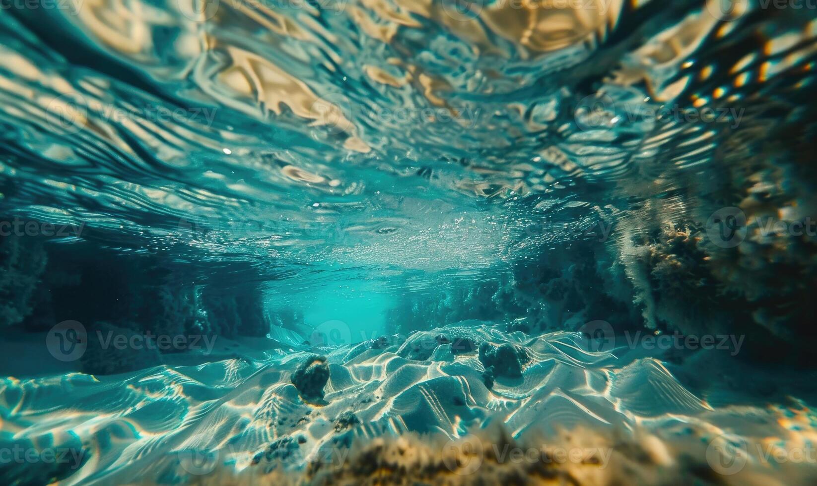 Seabed surface with mesmerizing caustic patterns photo