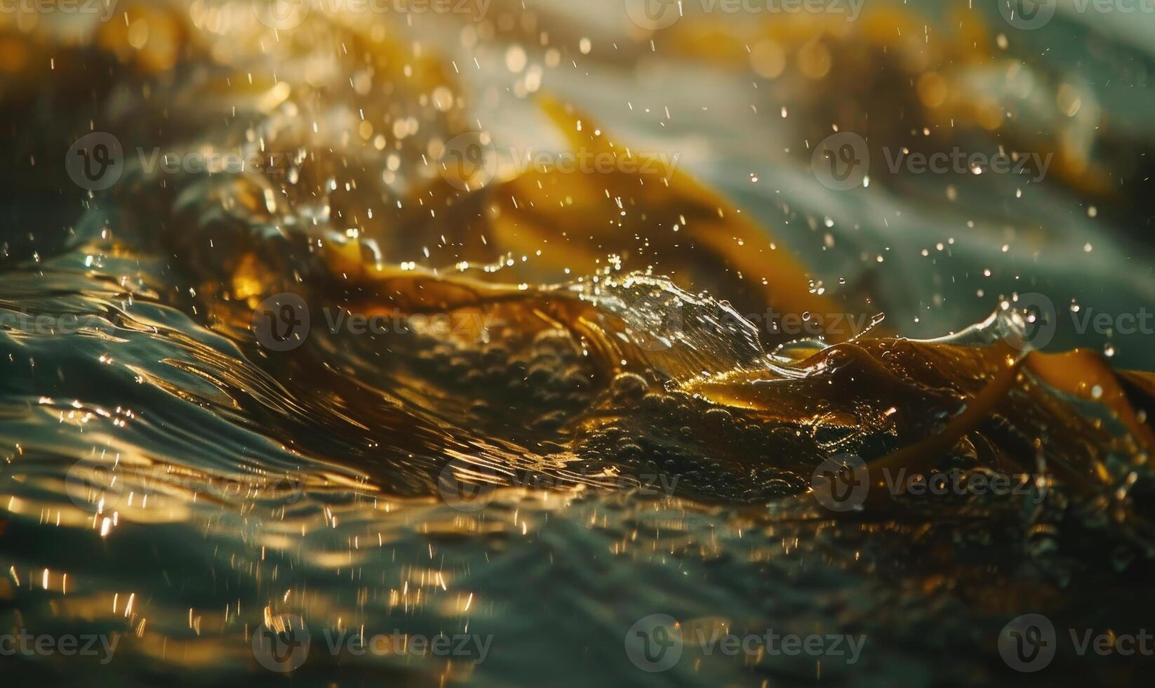 Closeup view on seaweed in water photo