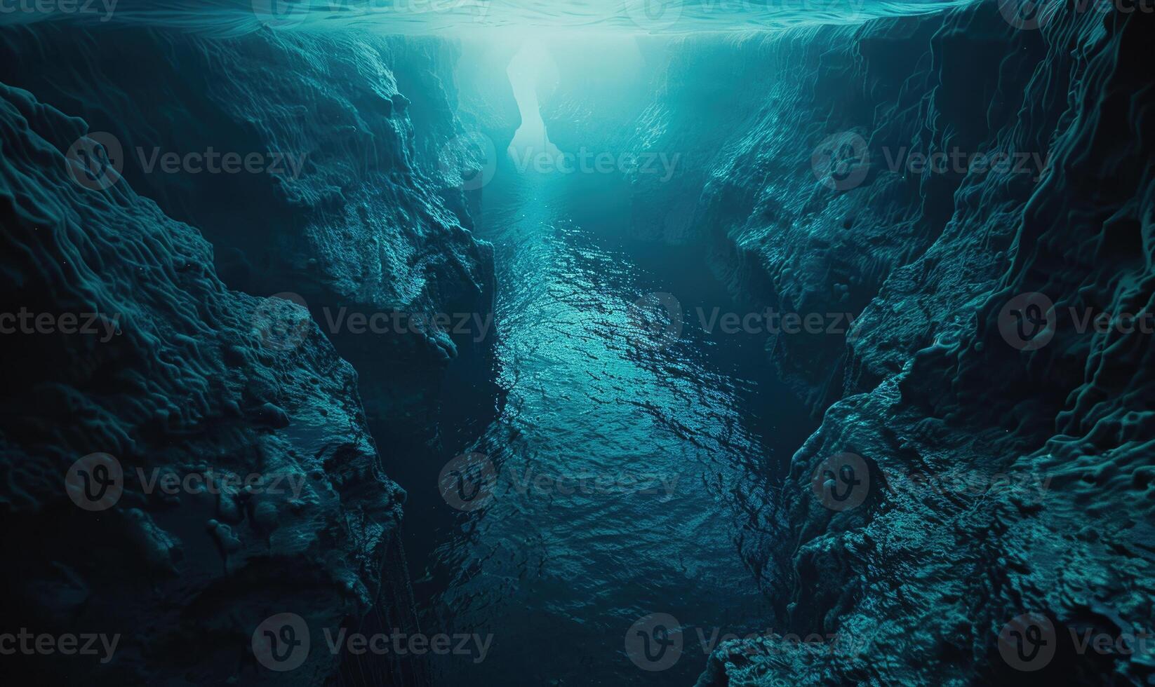 Caustic and rippling seabed surface, dynamic water, underwater scene photo