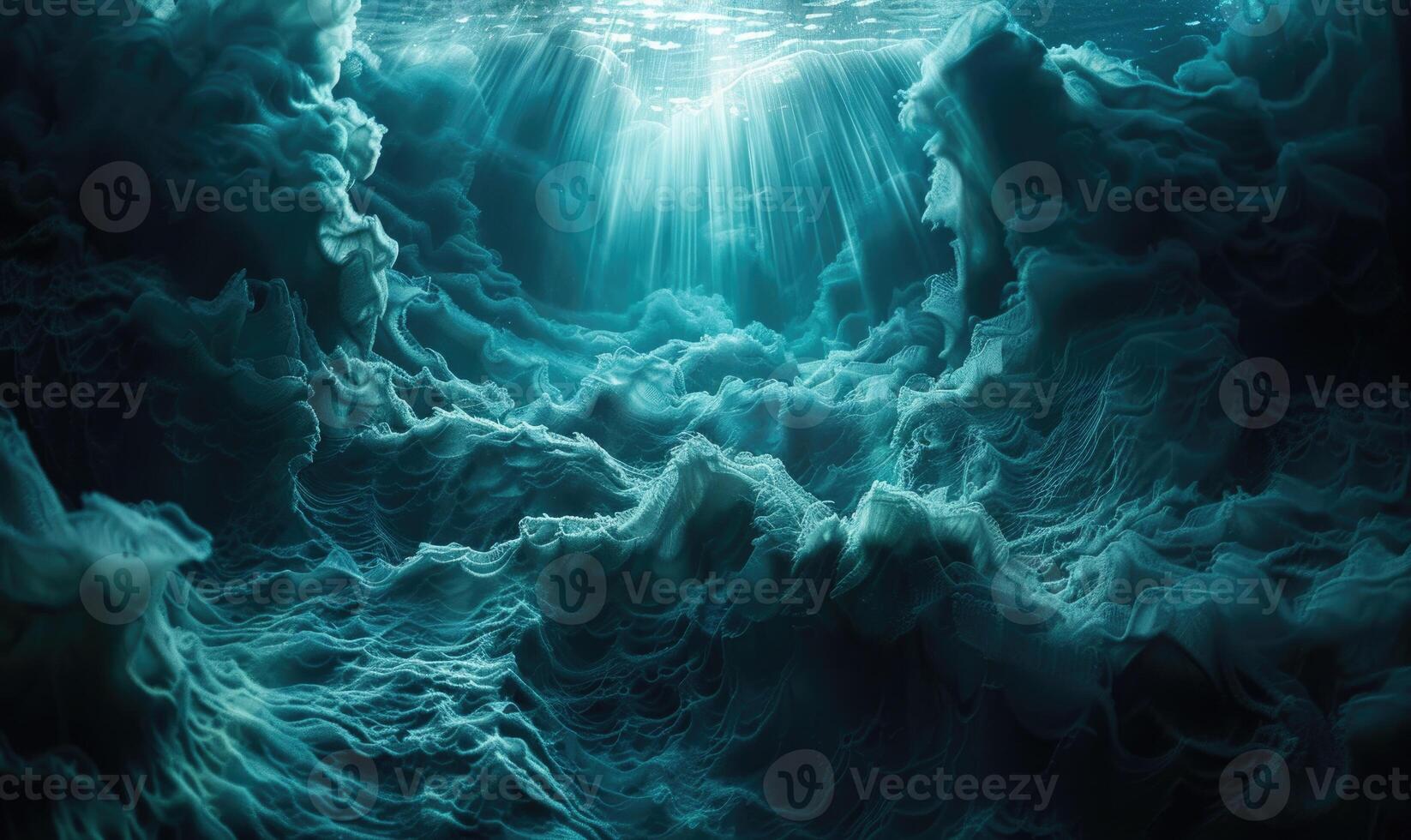 Caustic and rippling seabed surface, underwater scene photo