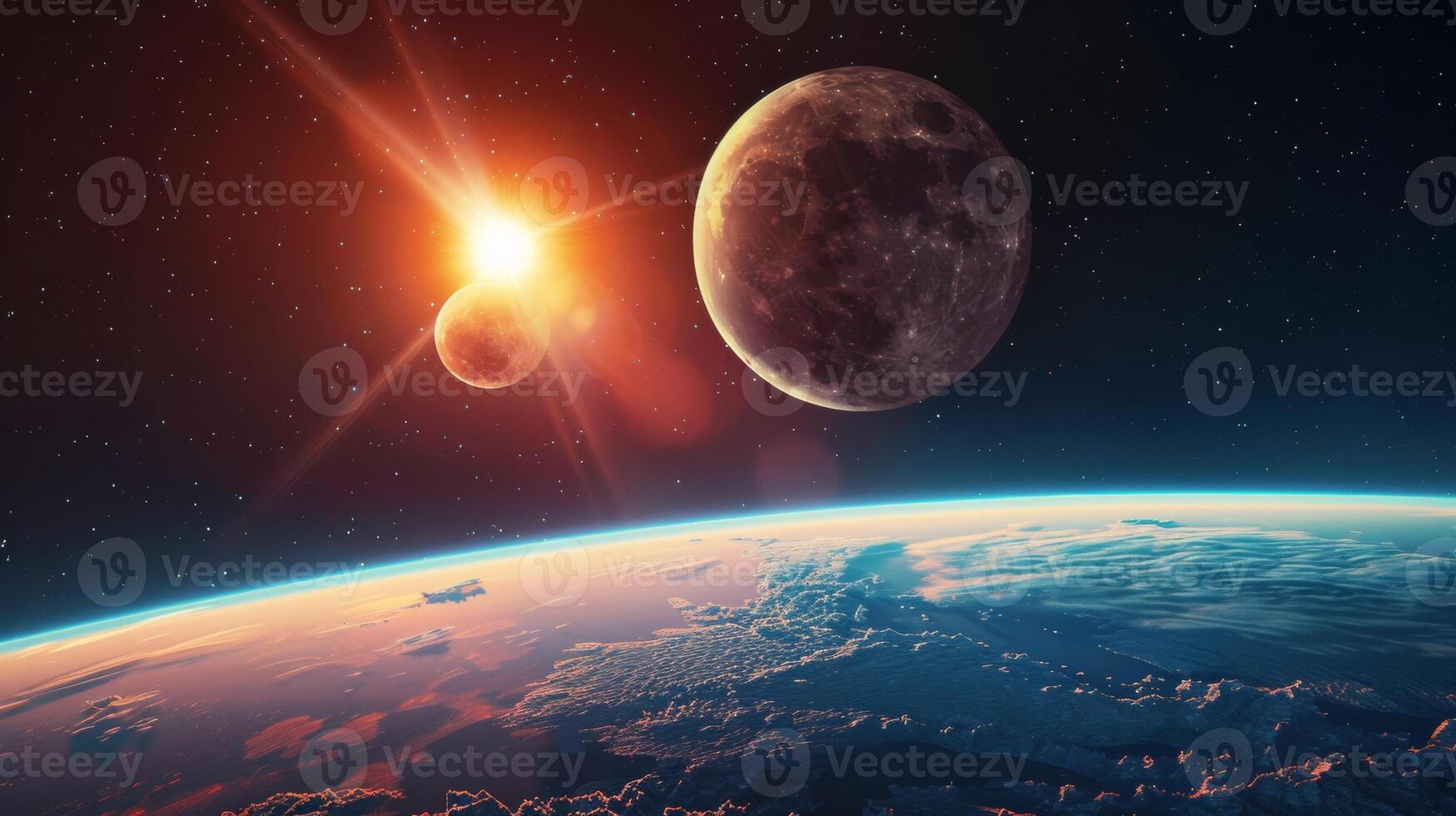 View of the planet Earth during a sunrise photo
