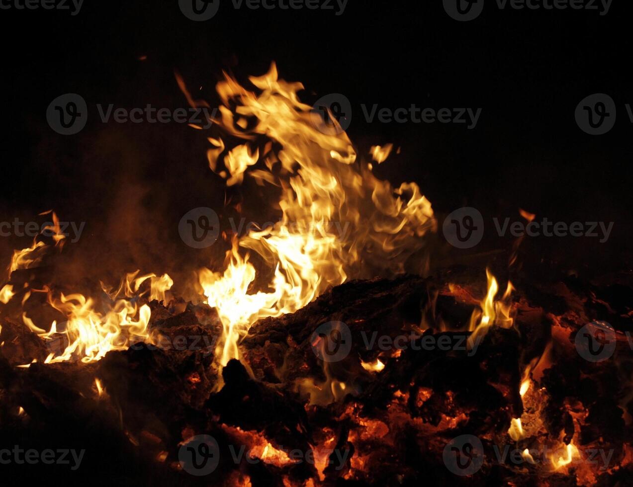 Cardboard waste waste utilization in burning fire photo