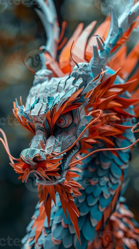 A close up of a sculpture made out of paper and glue, AI photo