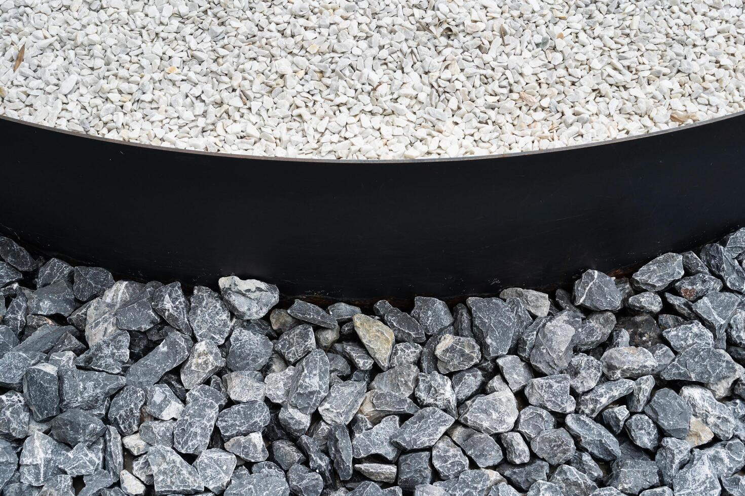 Limestone light crushed stone close up. loose gravel, construction and mining business. photo