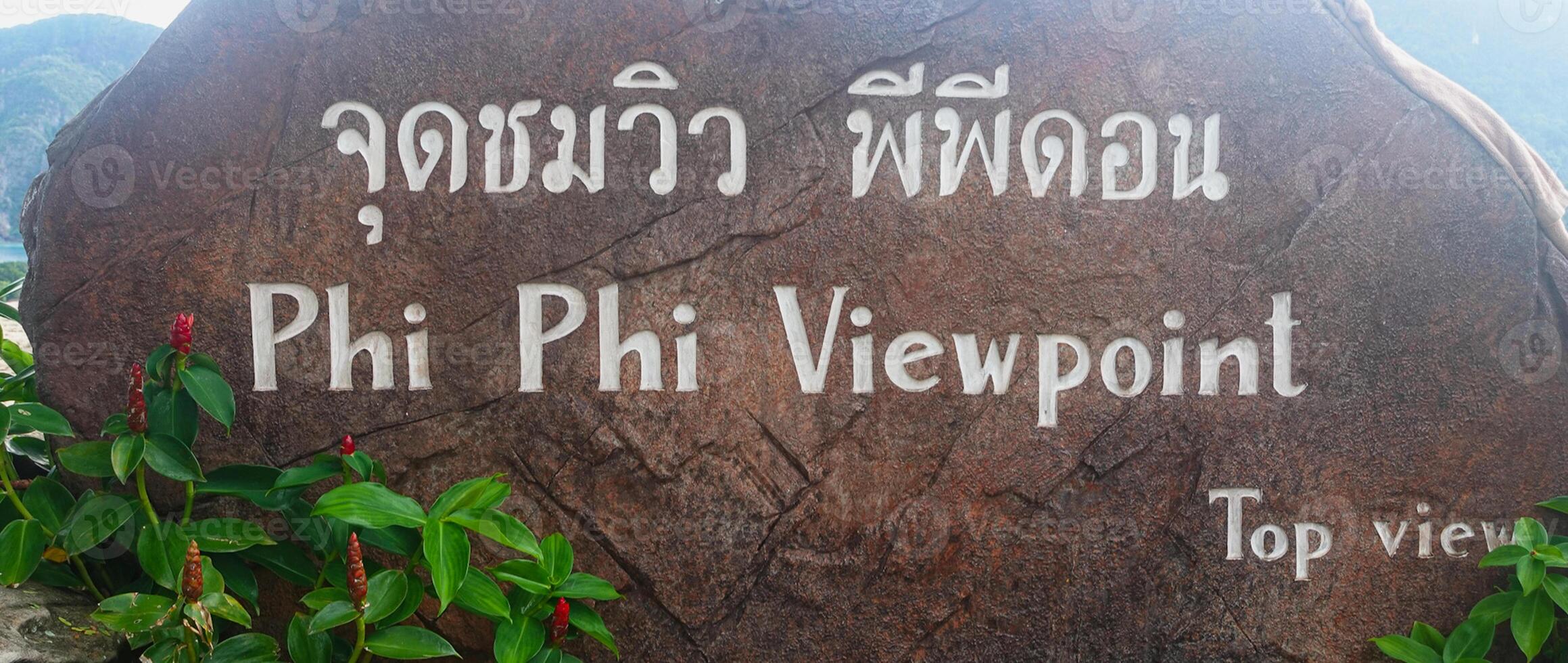 Phi Phi Island view point rock. Tourist destination in Thailand. photo
