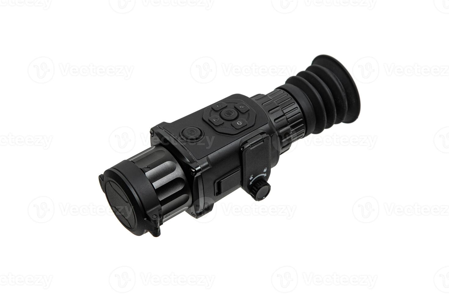 Modern monocular thermal imager isolate on a white background. A device for fixing thermal radiation. photo