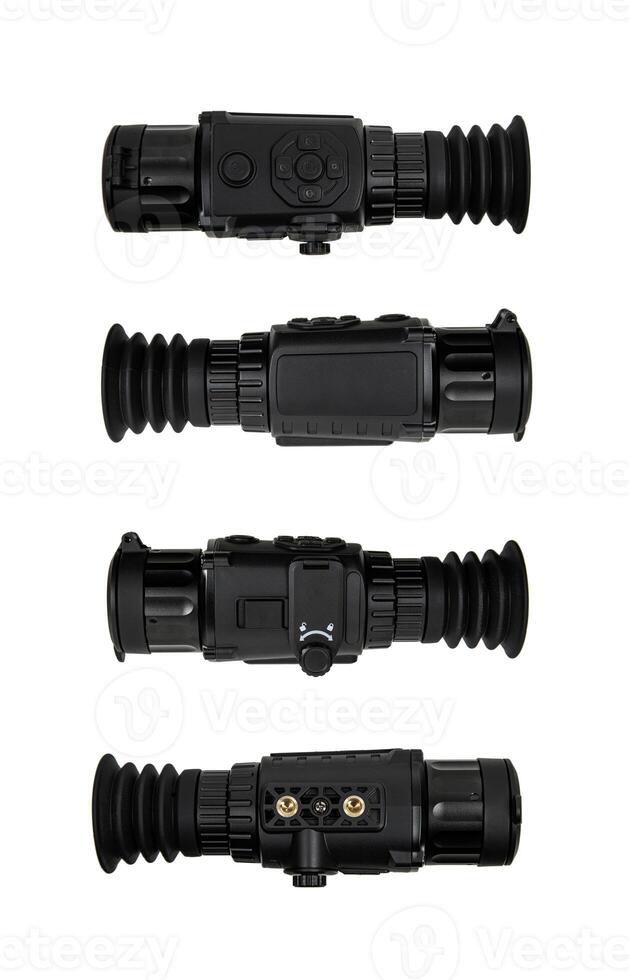 Modern monocular thermal imager isolate on a white background. A device for fixing thermal radiation. photo