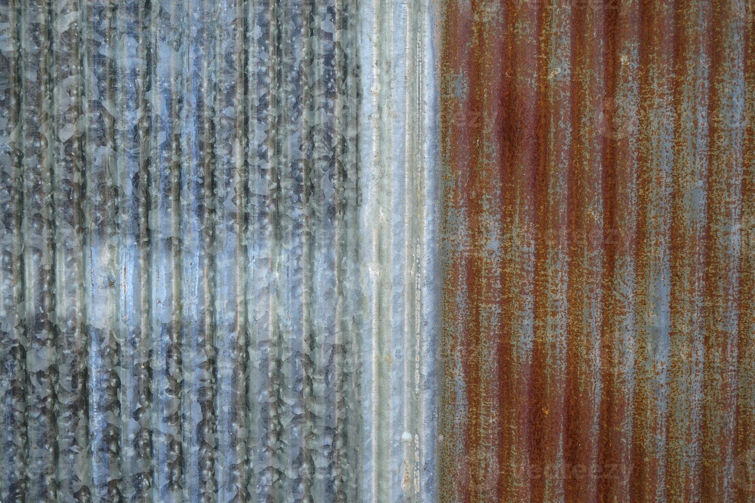 Old galvanized sheet background with rust pattern. Used for decorating the walls of restaurants, coffee shops, vintage style, cowboy style, backdrop. photo
