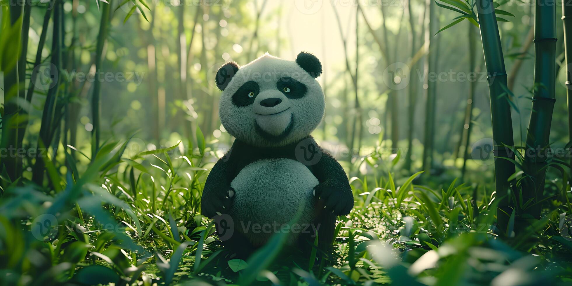 Adorable Panda in Bamboo photo