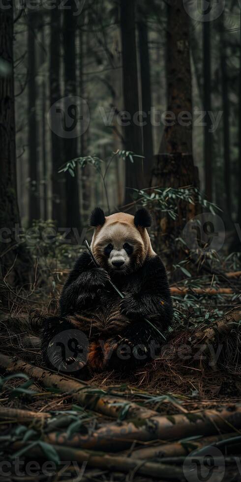 Fluffy Panda Munching photo