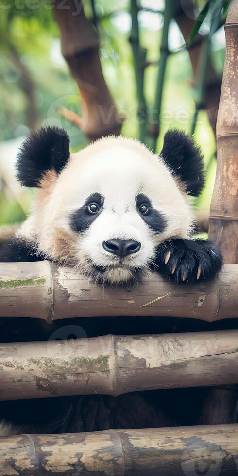 Adorable Panda in Bamboo photo
