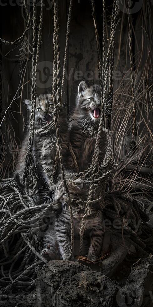 Mischievous Kittens Yarn Play photo