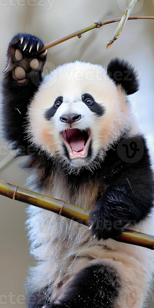 Playful Panda Munching photo