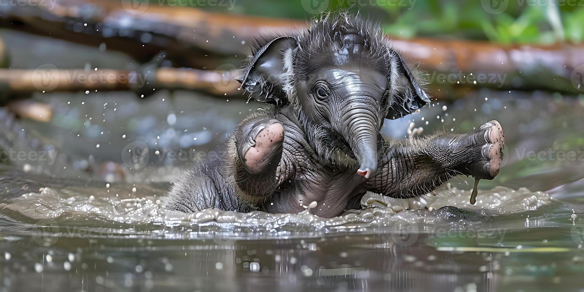 Adorable Baby Elephant Playing photo