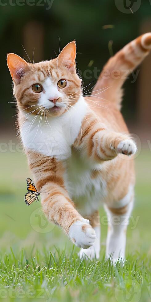Feline Frolic with Butterfly photo