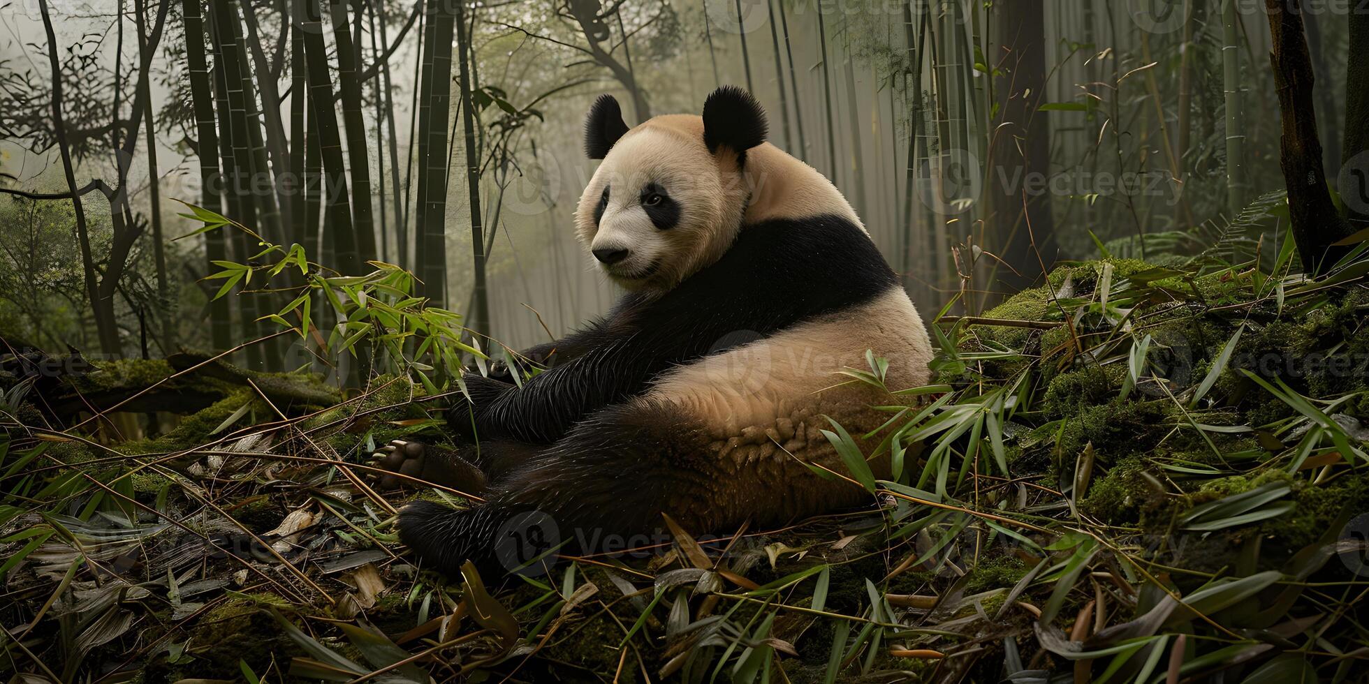 Adorable Panda in Bamboo photo