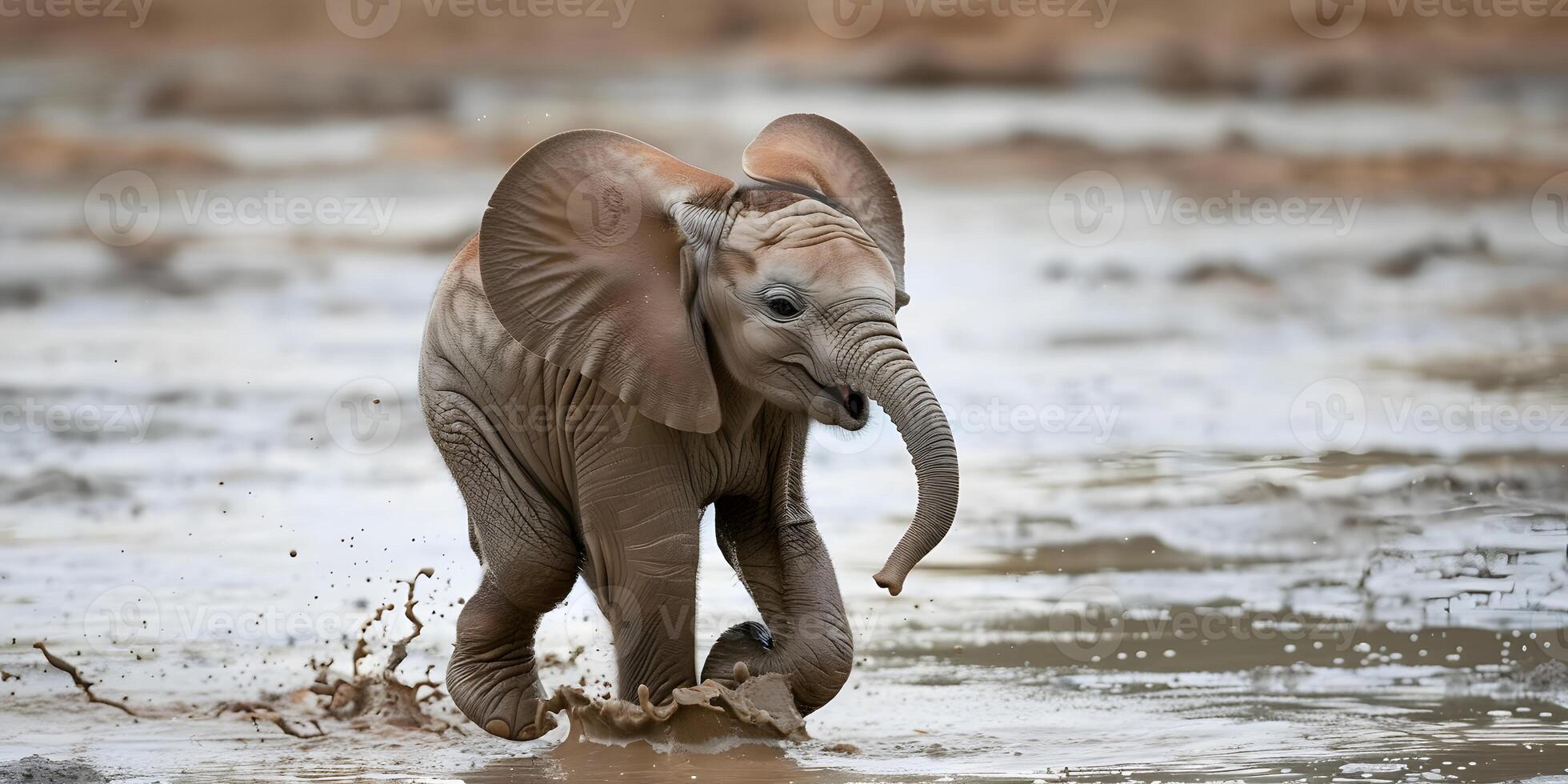 Adorable Baby Elephant Playing photo