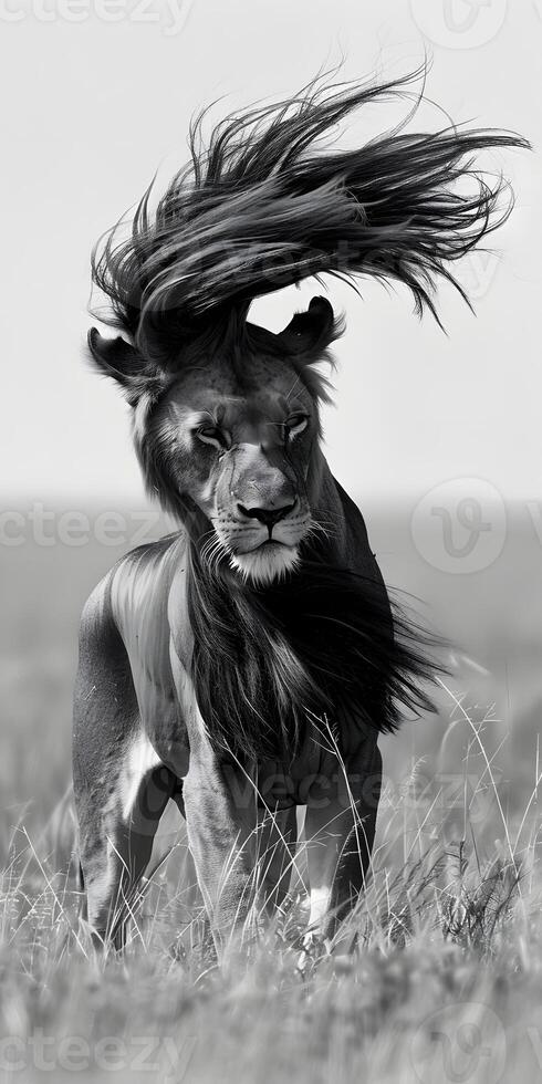 Majestic Lion on Savannah photo