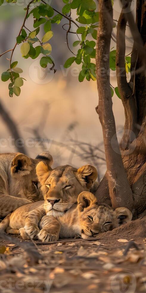 Lioness and Cub Resting photo
