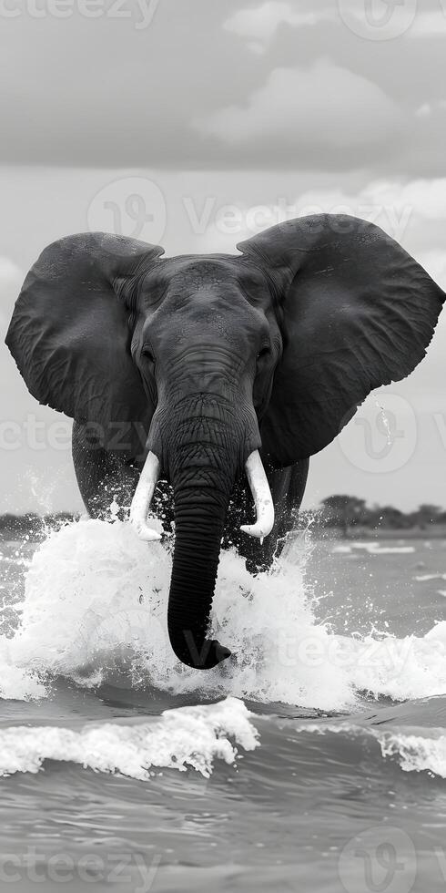 Playful Elephant Bathing photo