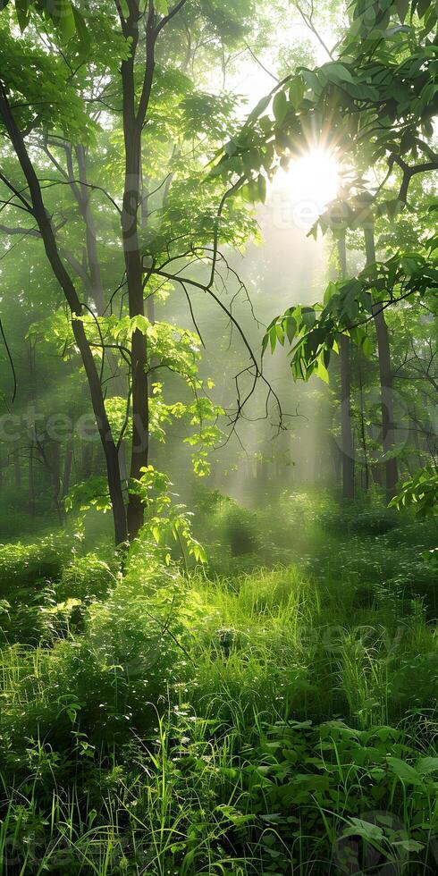 Sunlit Verdant Woodland photo