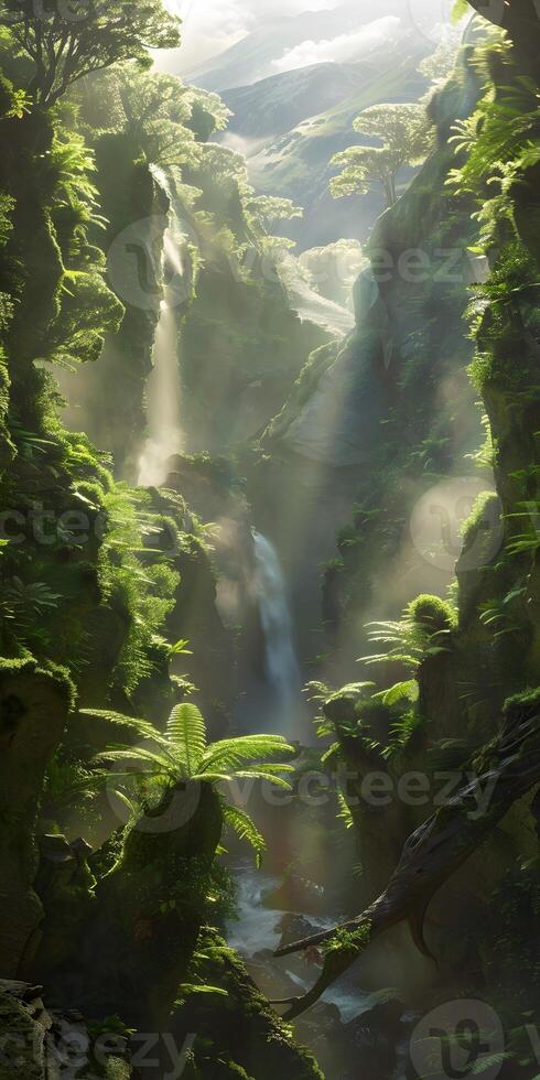 Sunlit Green Forest photo