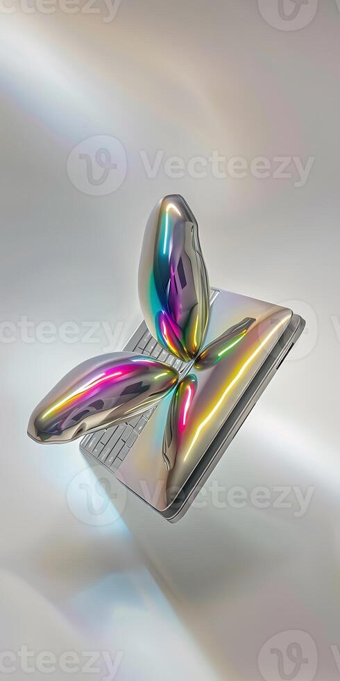 Futuristic Holographic Laptop Display photo