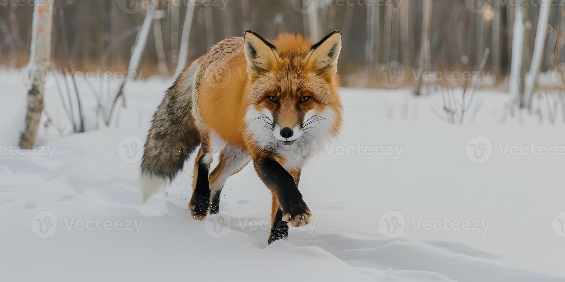 Winter Fox in Forest photo