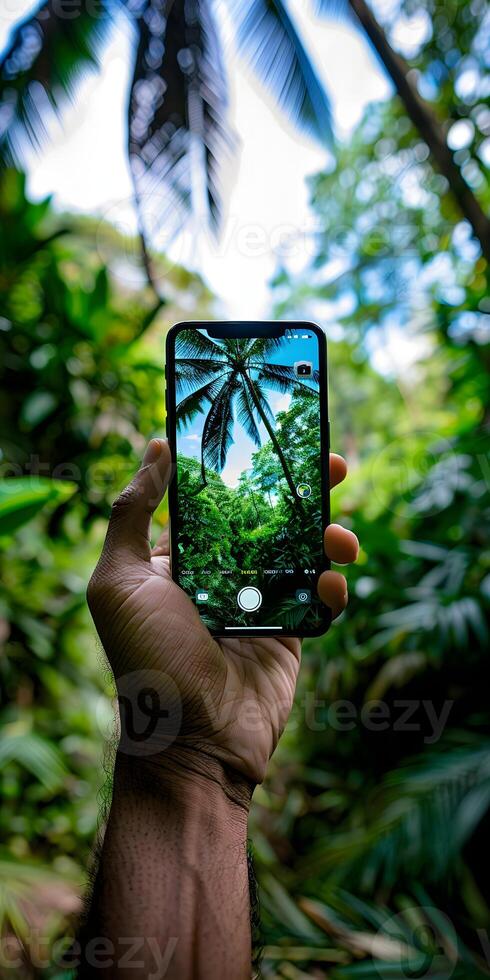 Hand holding smartphone photo