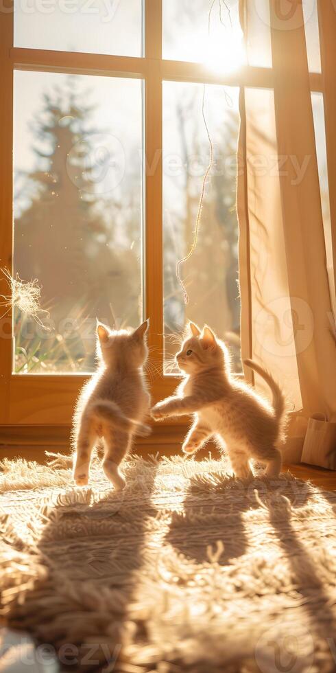 Adorable Kittens With Yarn photo