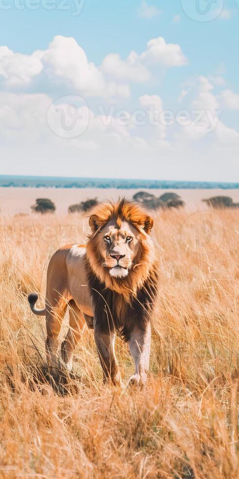 Majestic Lion on Savannah photo