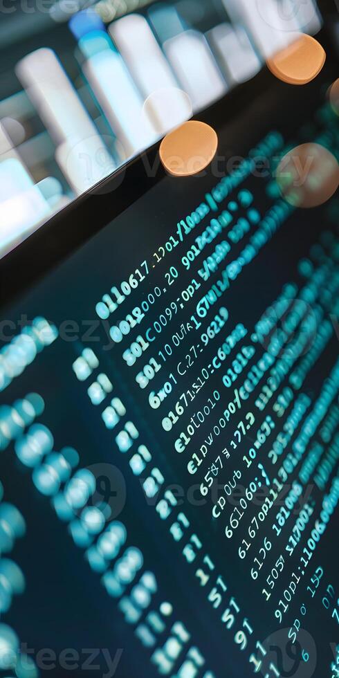 Binary Code Laptop Display photo