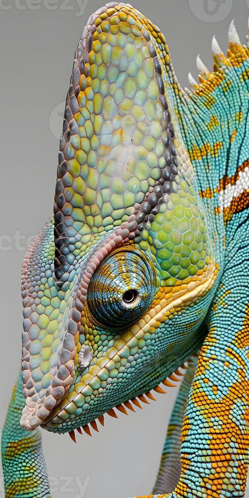 Camouflaged Chameleon Closeup photo