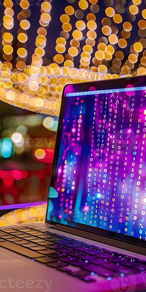 Binary Code Laptop Display photo