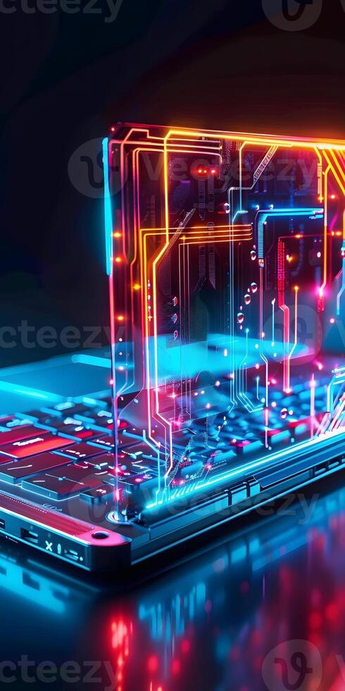 Futuristic Holographic Laptop Display photo