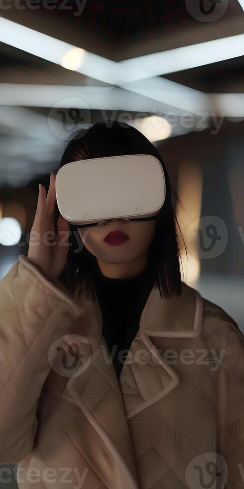 VR User in Futuristic City photo
