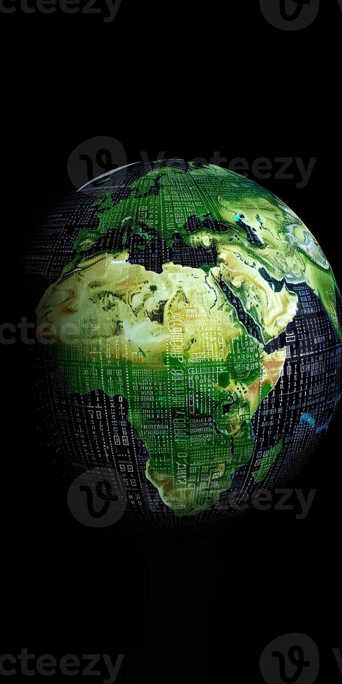 Binary Code Globe Hologram photo