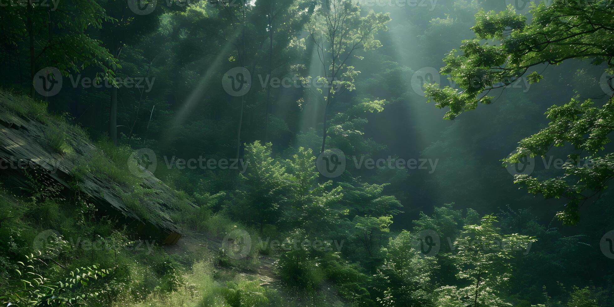 Sunlit Green Forest photo