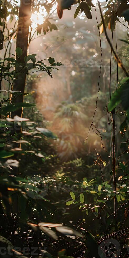 Sunlight Through Forest Foliage photo