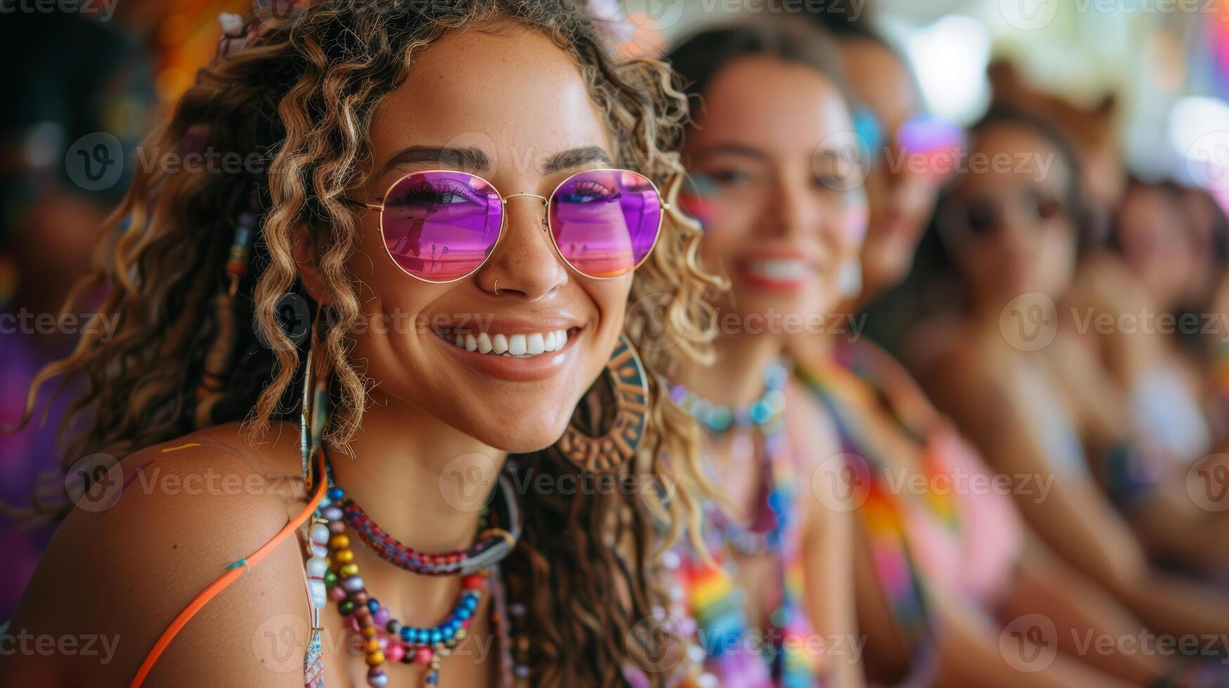 Cheerful Diverse Group of Friends Embracing Inclusivity at Pride Event photo