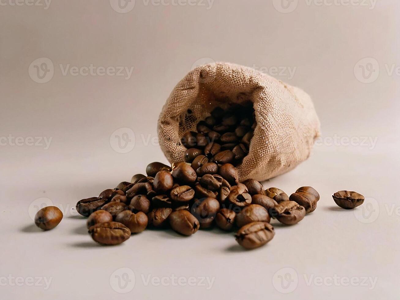 Bag of Coffee beans in isolated white background photo