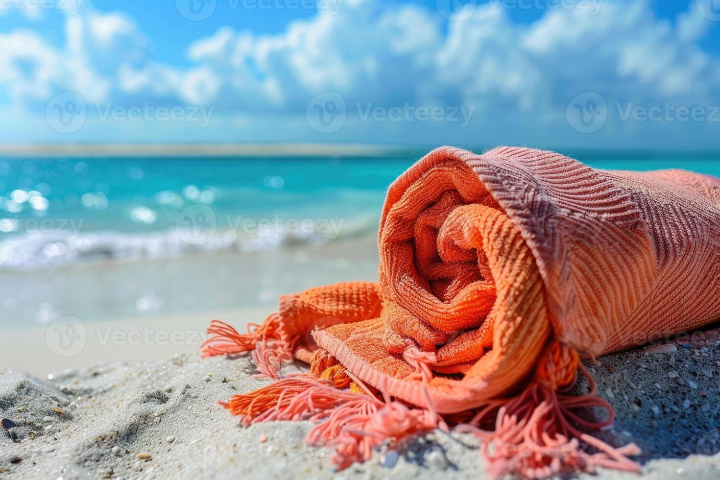 colorful bright beach towels . photo