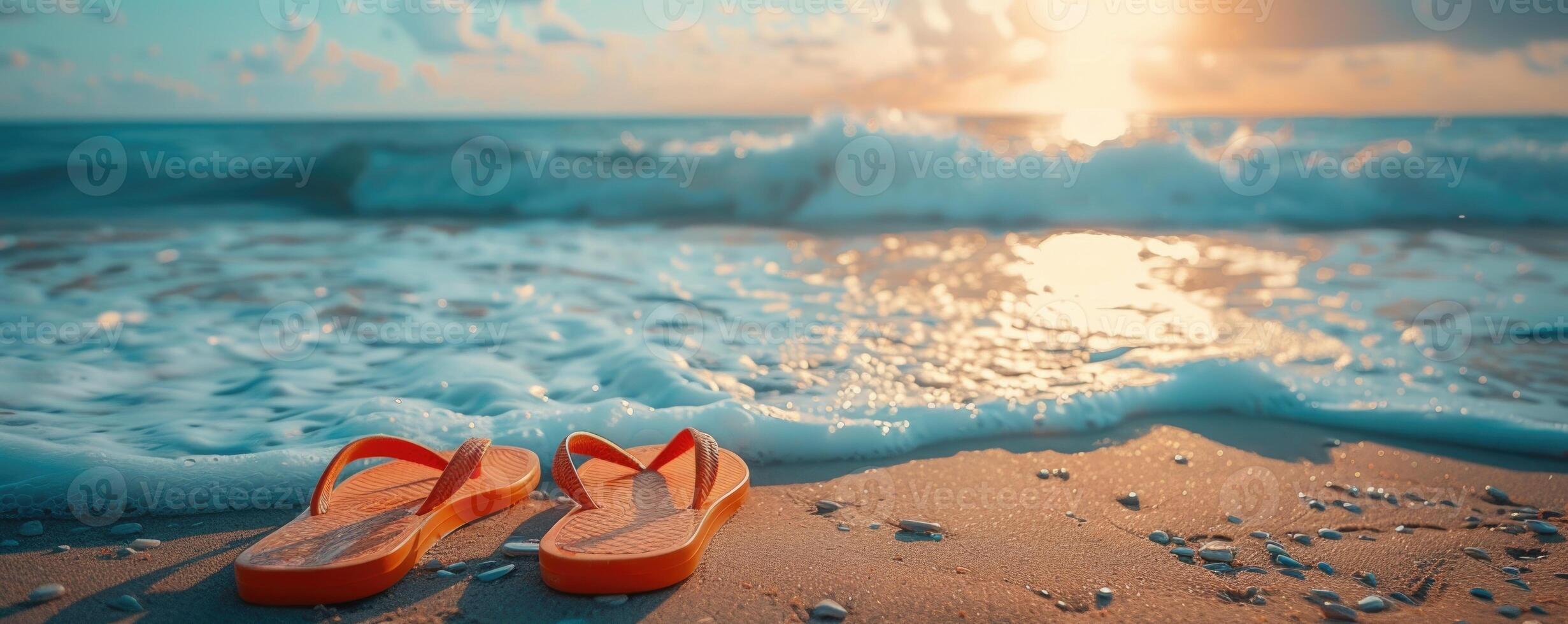 flip flops on the beach. photo