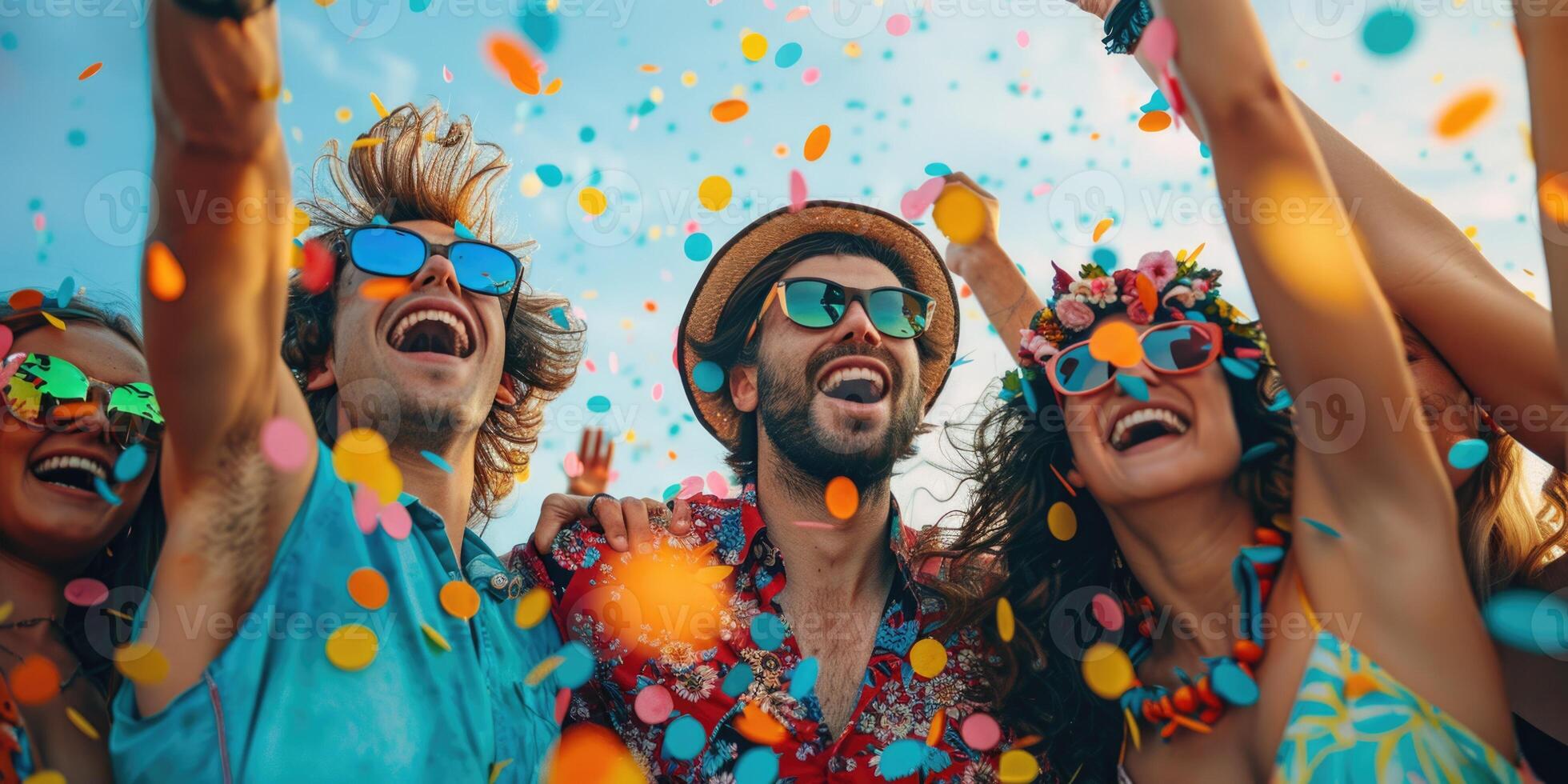 Friends celebrating summer festival. photo
