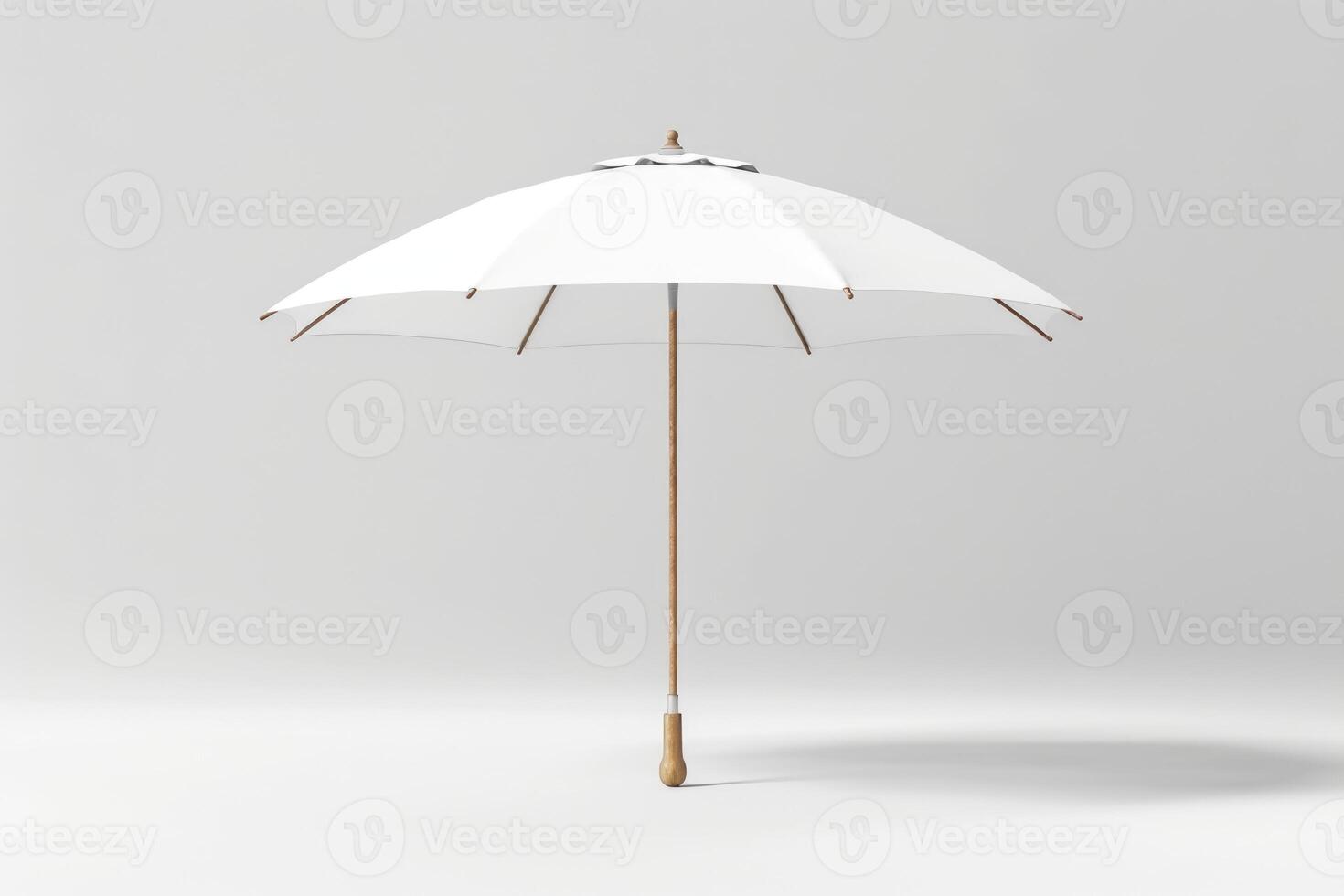 White beach umbrella isolated on white background , . photo