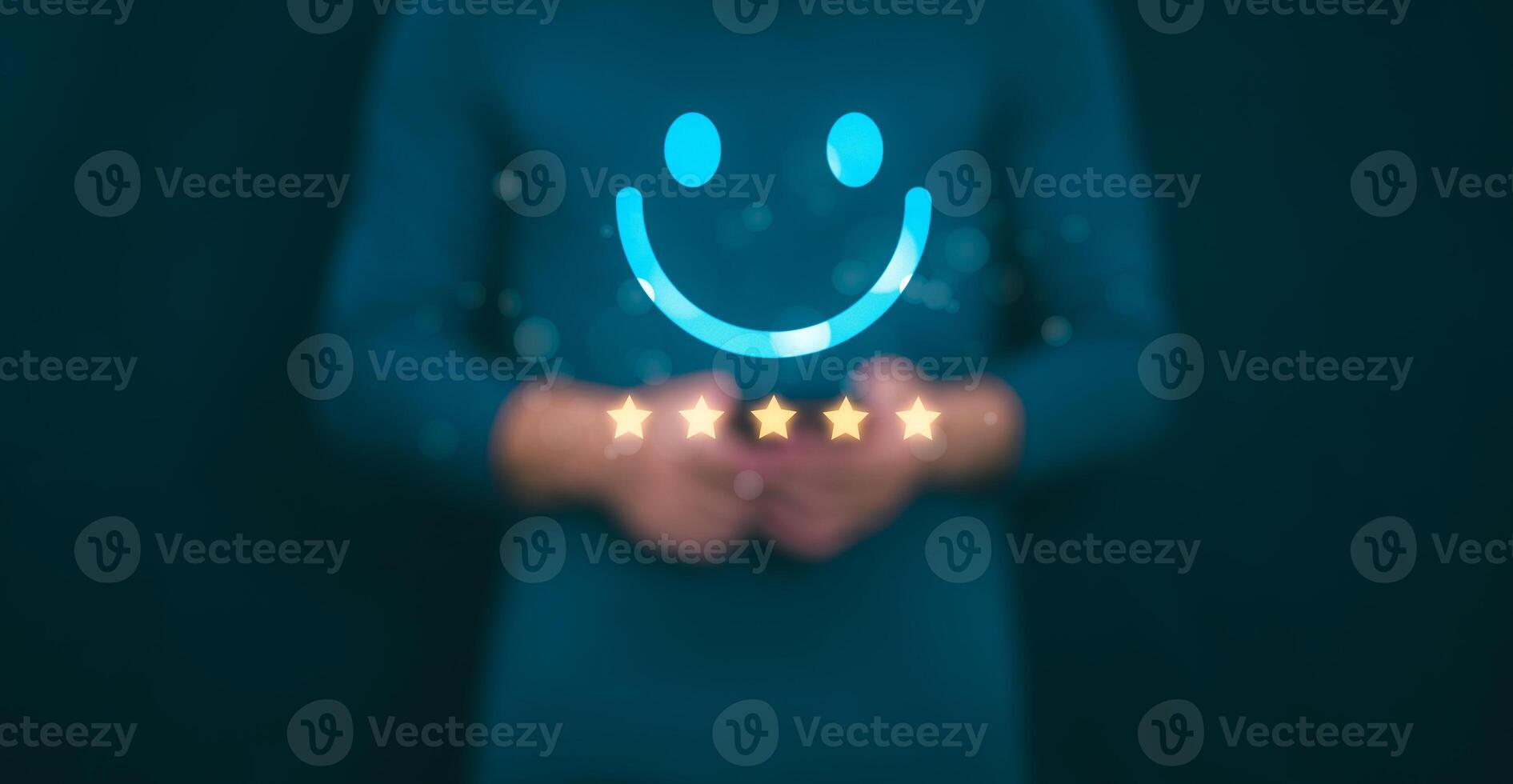 Customer services best excellent business rating experience. Satisfaction survey concept. user gives ratings to service experience on the online application, online marketing, and business processes. photo