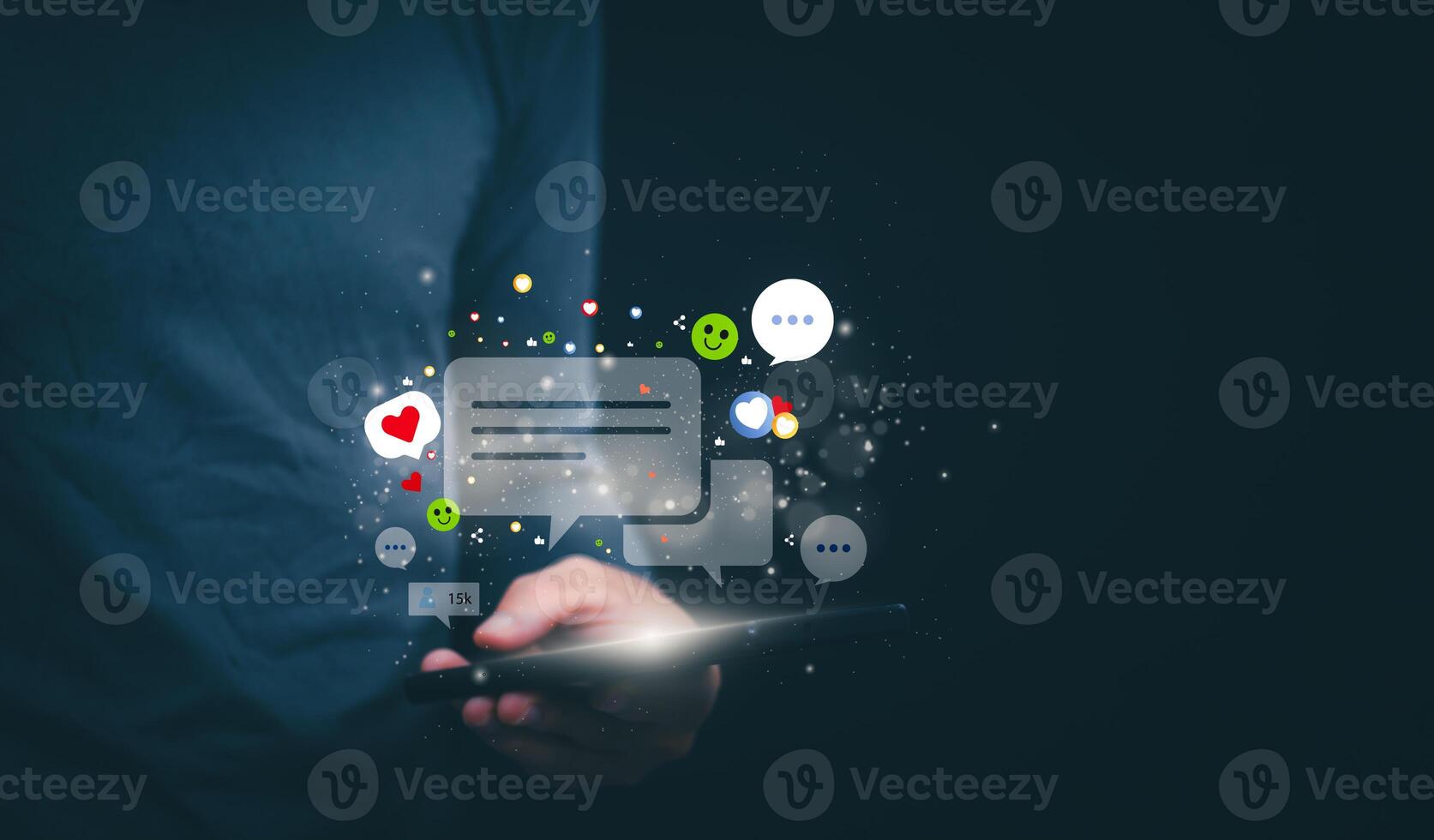 The concept of using digital media, technology, and social media. Surfing online, male hand using smartphone To play or use social media, remote work concept, work from home via the Internet photo