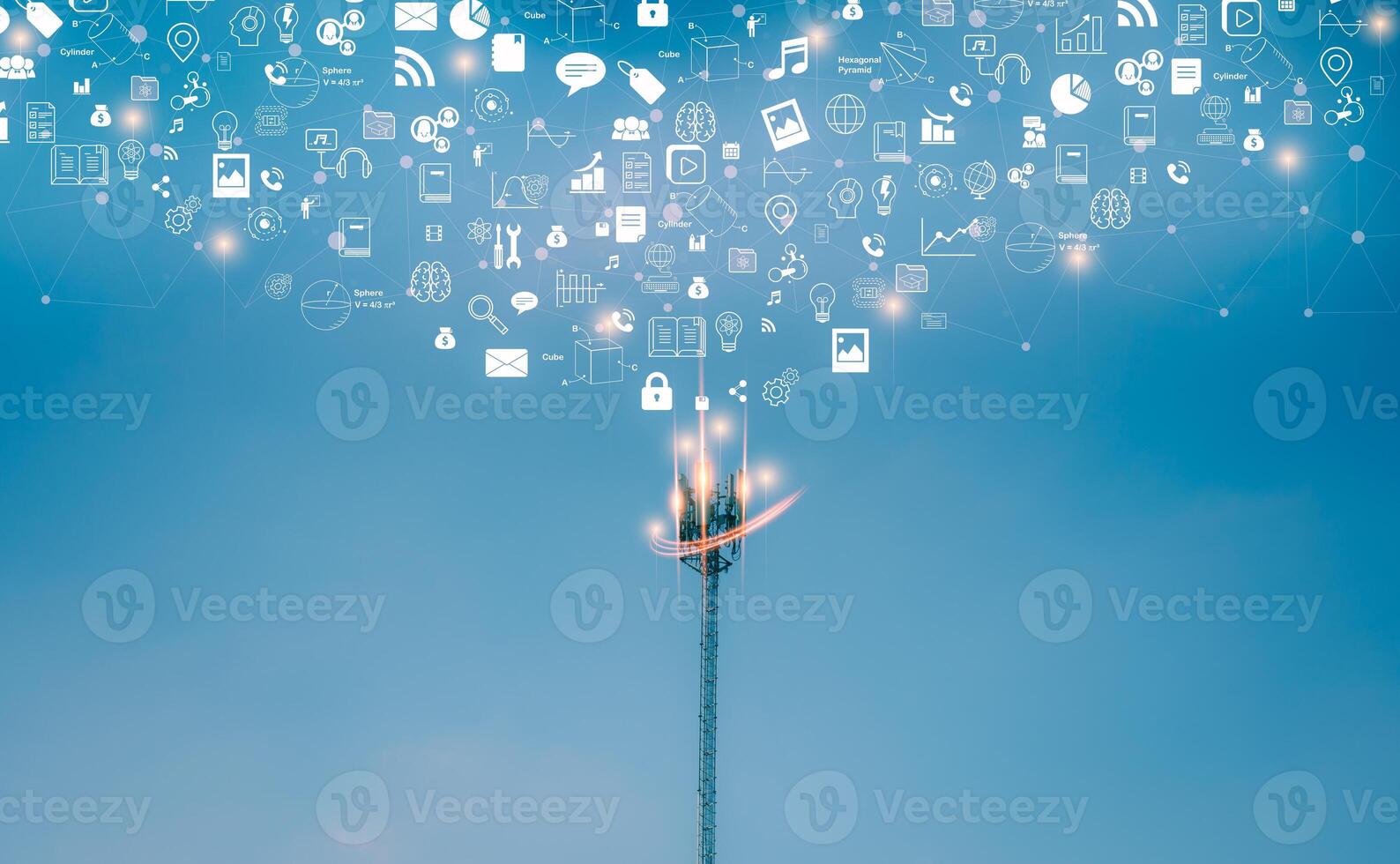 Connectivity, communication, and financial exchange with global network cloud data internet technology. Using wireless data with high-speed technology for economic and scientific development photo