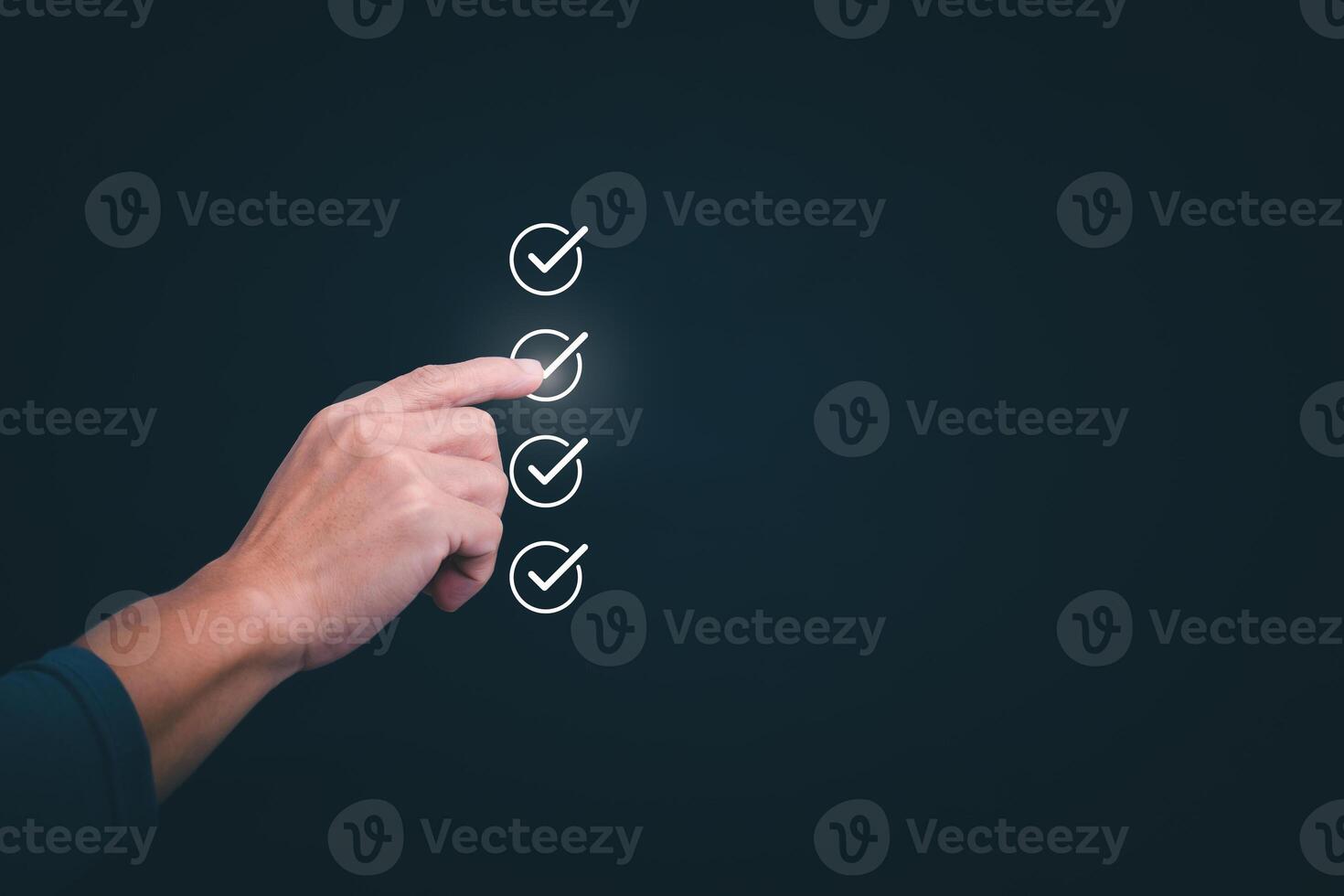 Businessmen mark check blocks to verify the correctness and approve or accept the agreement. in digital documents Concept of working via the internet photo