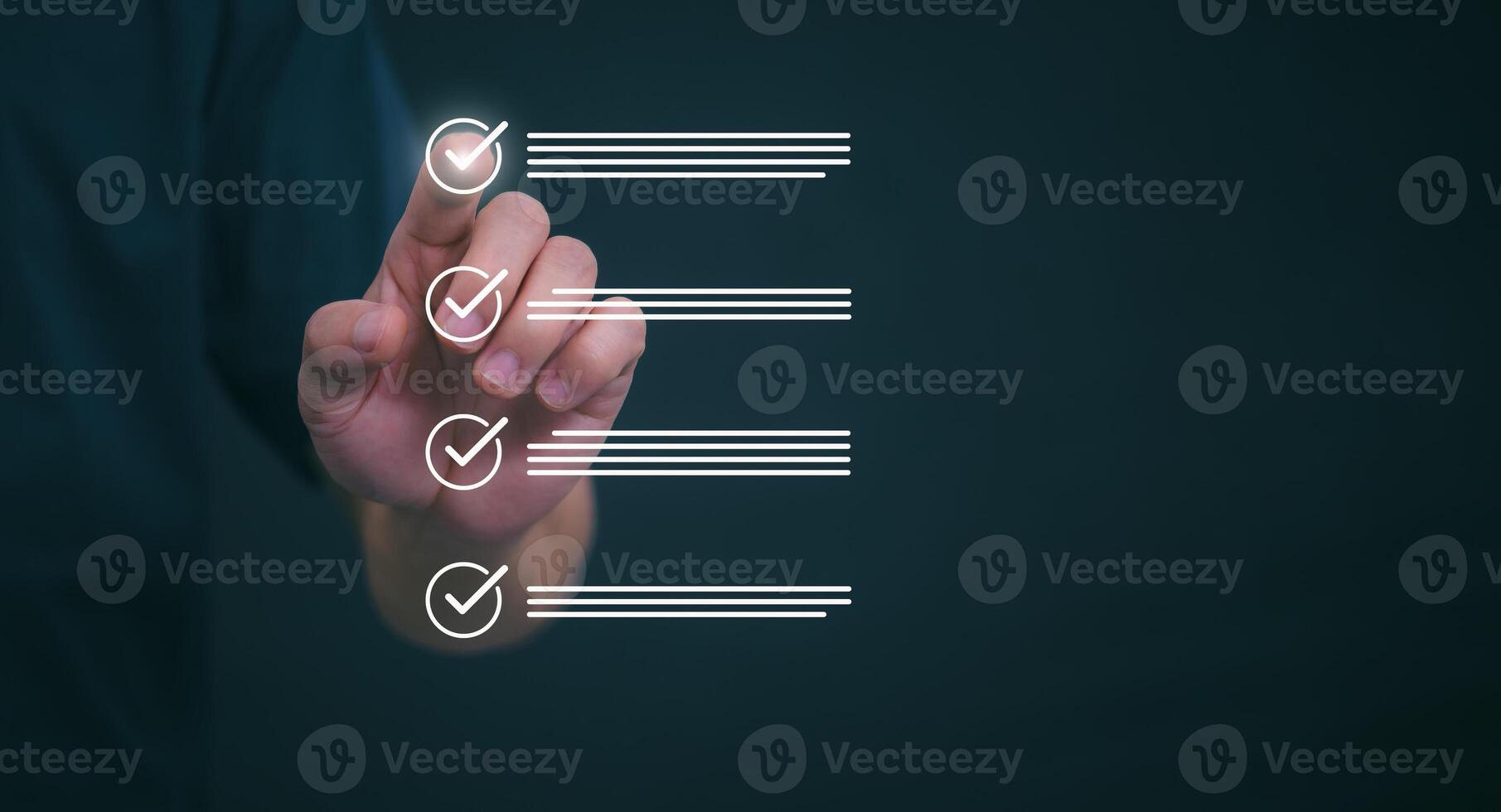 Businessmen mark check blocks to verify the correctness and approve or accept the agreement. in digital documents Concept of working via the internet photo